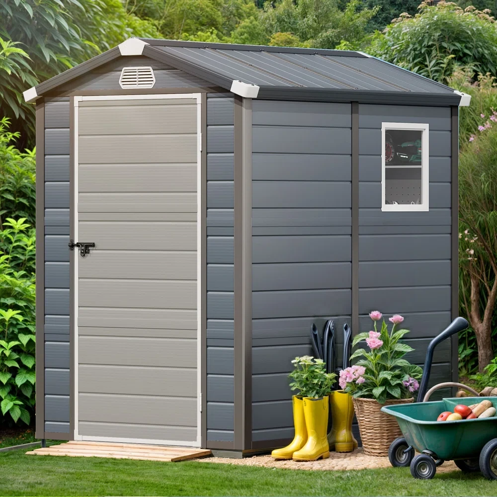 Vertical Outdoor Storage Shed with Window and Ventilation