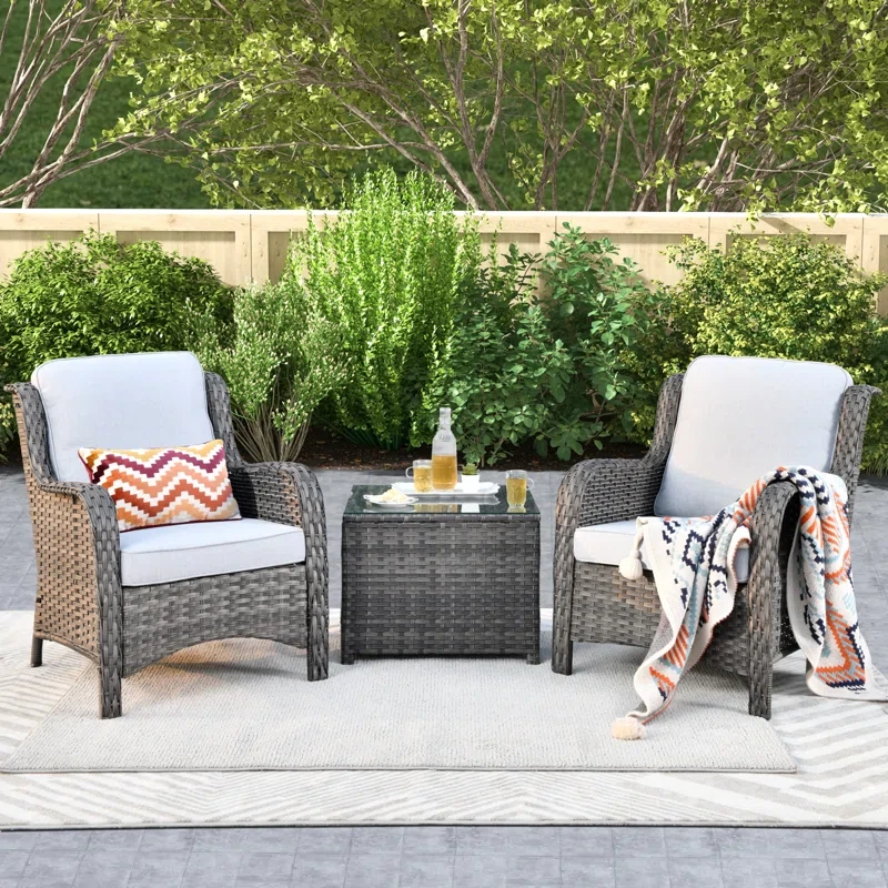 Thala Wicker/Rattan 3 Piece Patio Set with Cushions