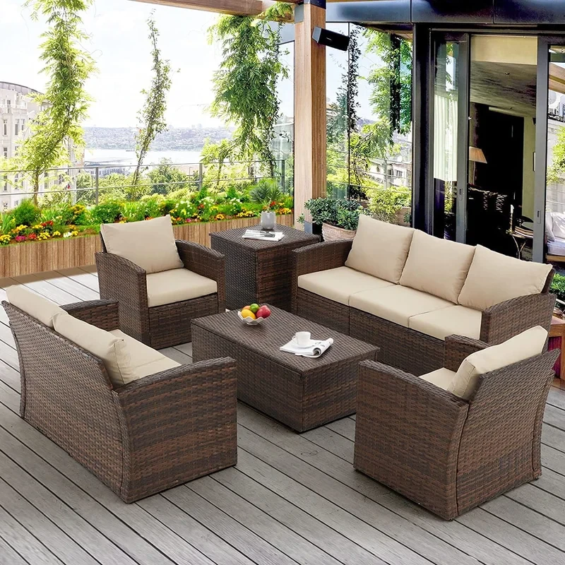 Aun 7 - Person Outdoor Seating Group with Cushions