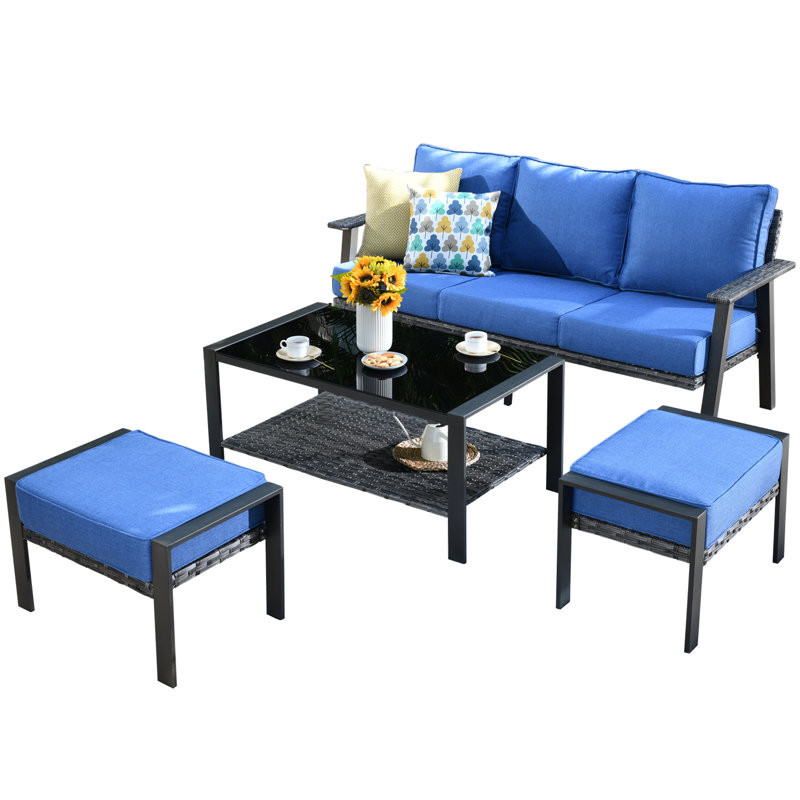 Aisatou 3 - Person Outdoor Seating Group with Cushions