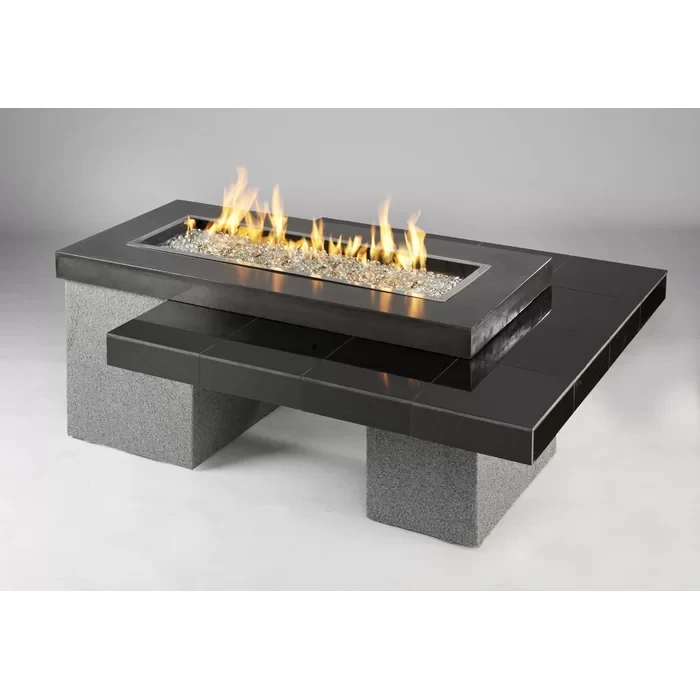 Uptown-K Crystal 23.63" H x 64.5" W Concrete Outdoor Fire Pit Table with Lid