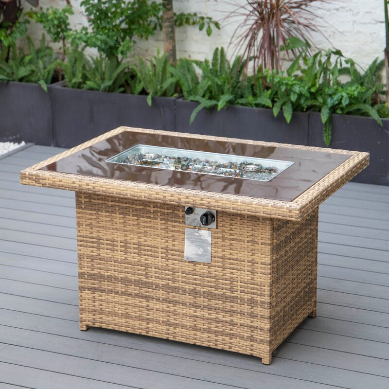 Nashia 32.3'' H x 44'' W Propane Outdoor Fire Pit Table with Lid