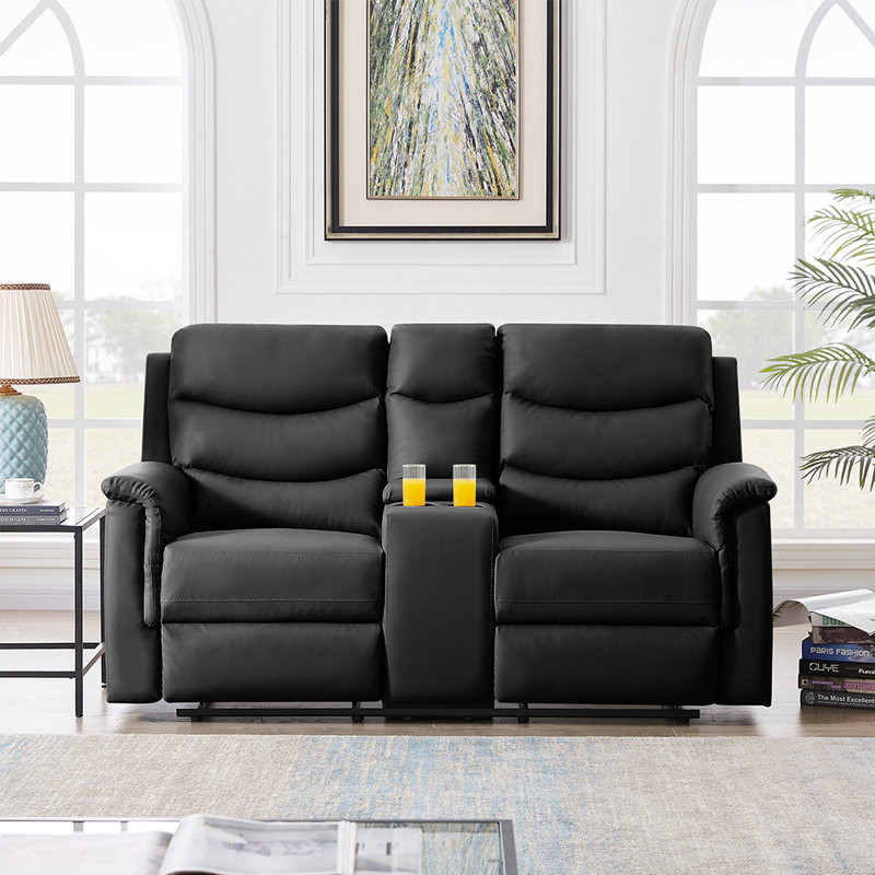 Faux Leather Home Theater Seating with Cup Holder