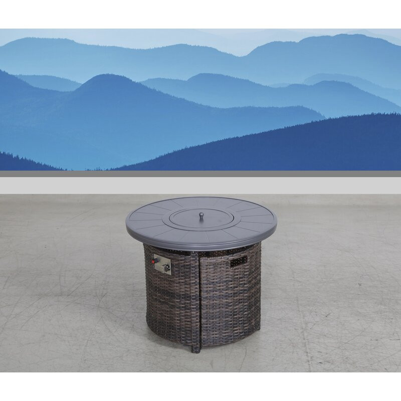 Bowerman 25" H x 32" W Aluminum Outdoor Fire Pit Table with Lid