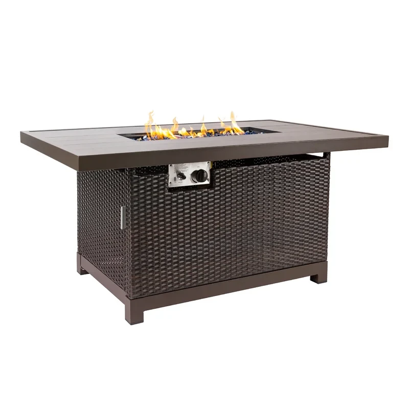 24.6" H x 32" W Aluminum Propane Outdoor Fire Pit Table with Lid