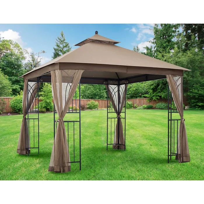 Harmony II 10 ft. x 10 ft. Gazebo with Mosquito Net and Corner Shelves