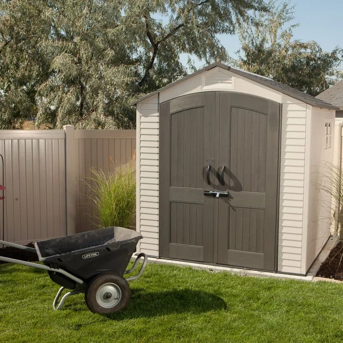 Lifetime 7 Ft. x 7 Ft. High-Density Polyethylene (Plastic) Outdoor Storage Shed with Steel-Reinforced Construction