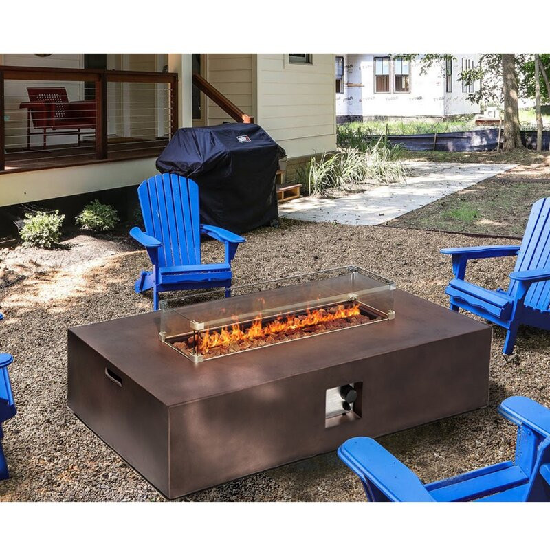 Rufus Concrete Propane Fire Pit Table