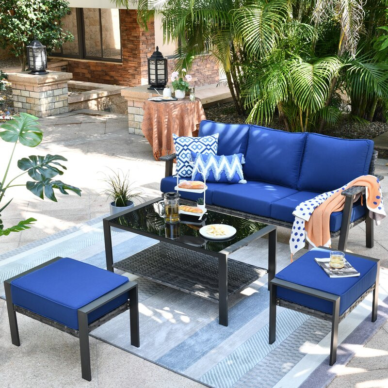 Aisatou 3 - Person Outdoor Seating Group with Cushions