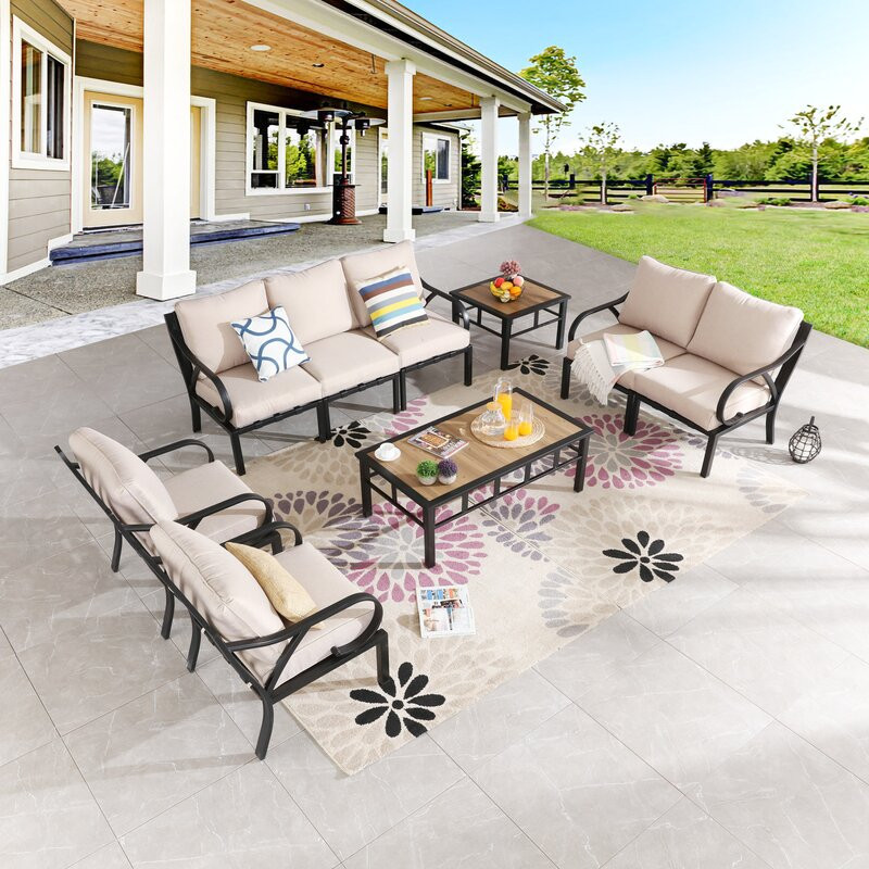 Torpoint 7 - Person Outdoor Seating Group with Cushions