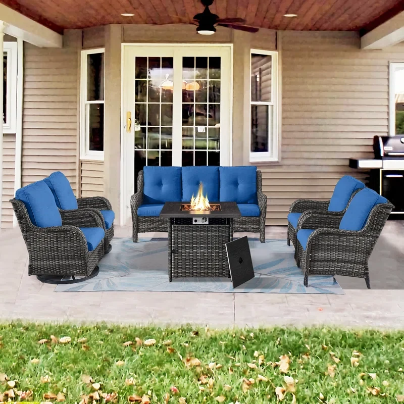 Artidiello Outdoor Seating Group with Fire Pit with Cushions