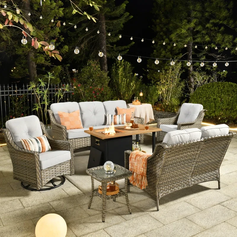 Elysha 7 - Person Outdoor Seating Group with Cushions