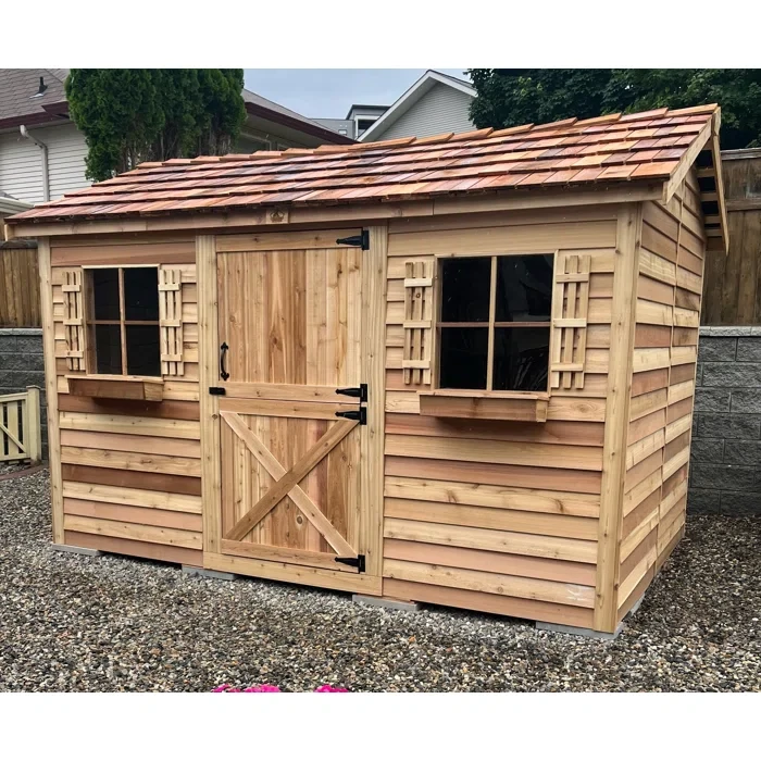 Cabana 10 ft. W x 8 ft. D Western Red Cedar Wood Traditional Storage Shed