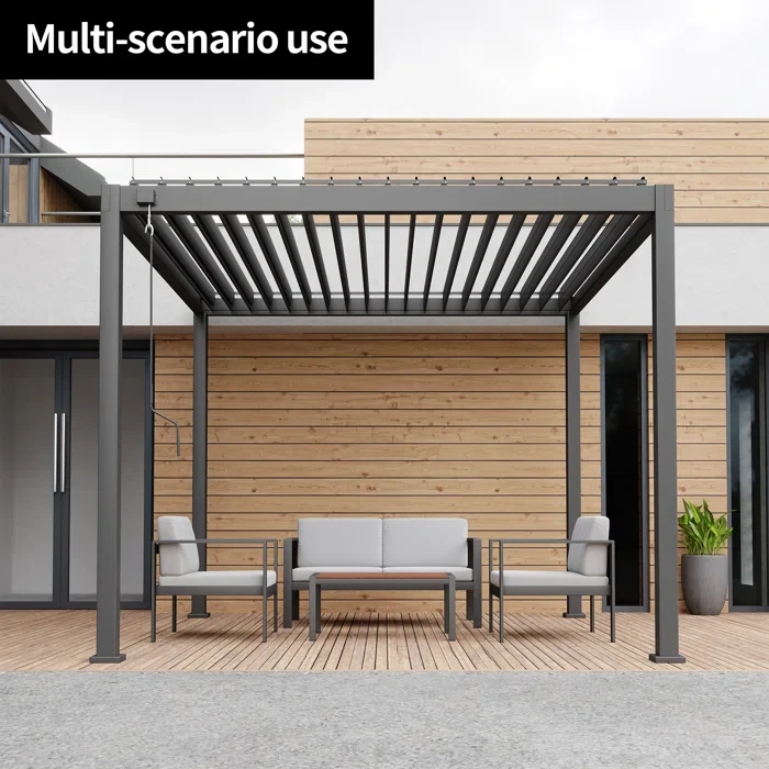 Retractable 10 Ft. W x 10 Ft. D Aluminum Patio Gazebo