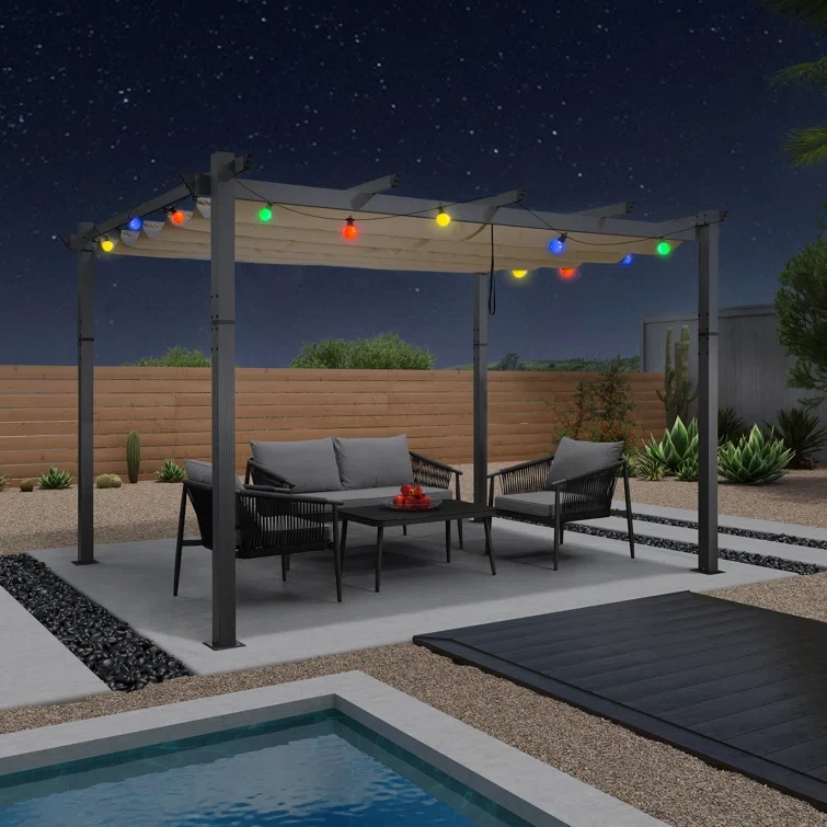 9.9 (ft) x 12.9 (ft) Aluminium Pergola with Canopy