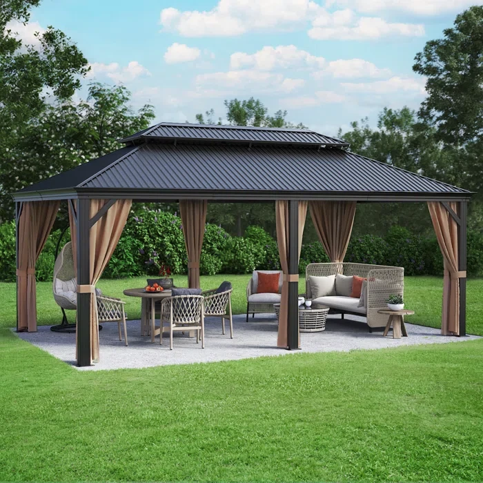 19.5 ft W x 12 ft D Aluminum Patio Gazebo