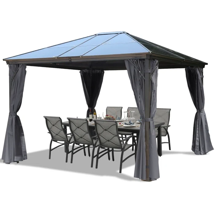 The Polycarbonate Roof Gazebos 12 Ft. W x 10 Ft. D Aluminum Patio Gazebo