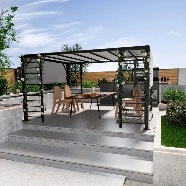 12 Ft. W x 10 Ft. D Aluminum Pergola with Canopy