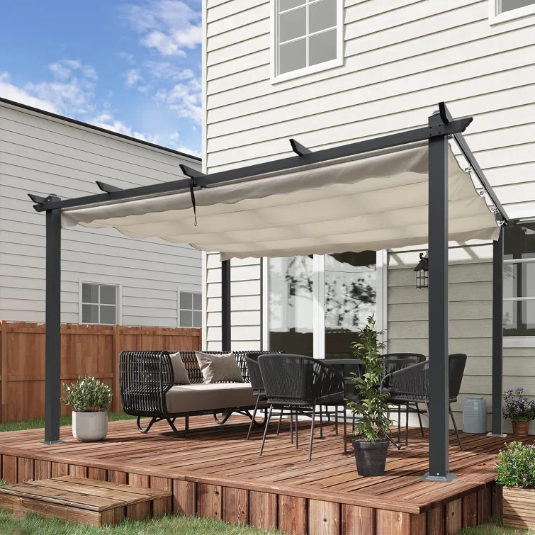 13 Ft. W x 10 Ft. D Aluminum Pergola with Canopy