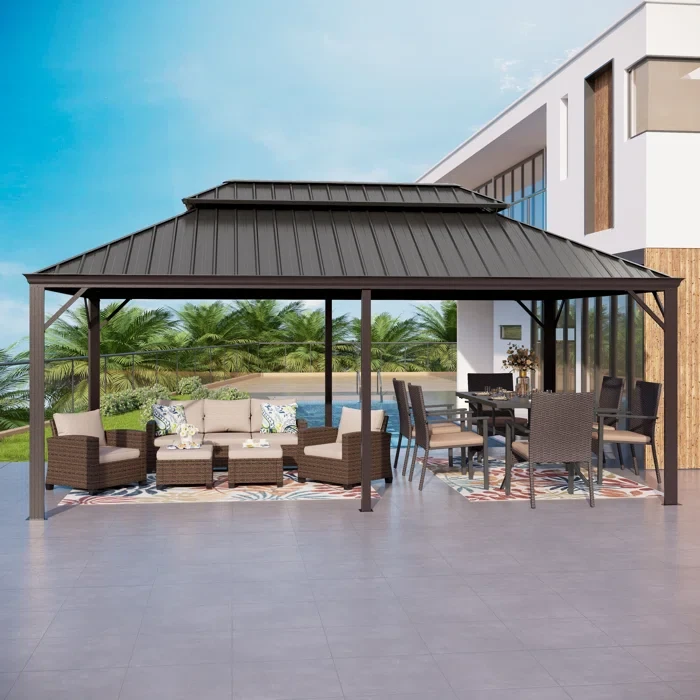 Hardtop Double-Roofed Aluminum Patio Gazebo 18' x 12'