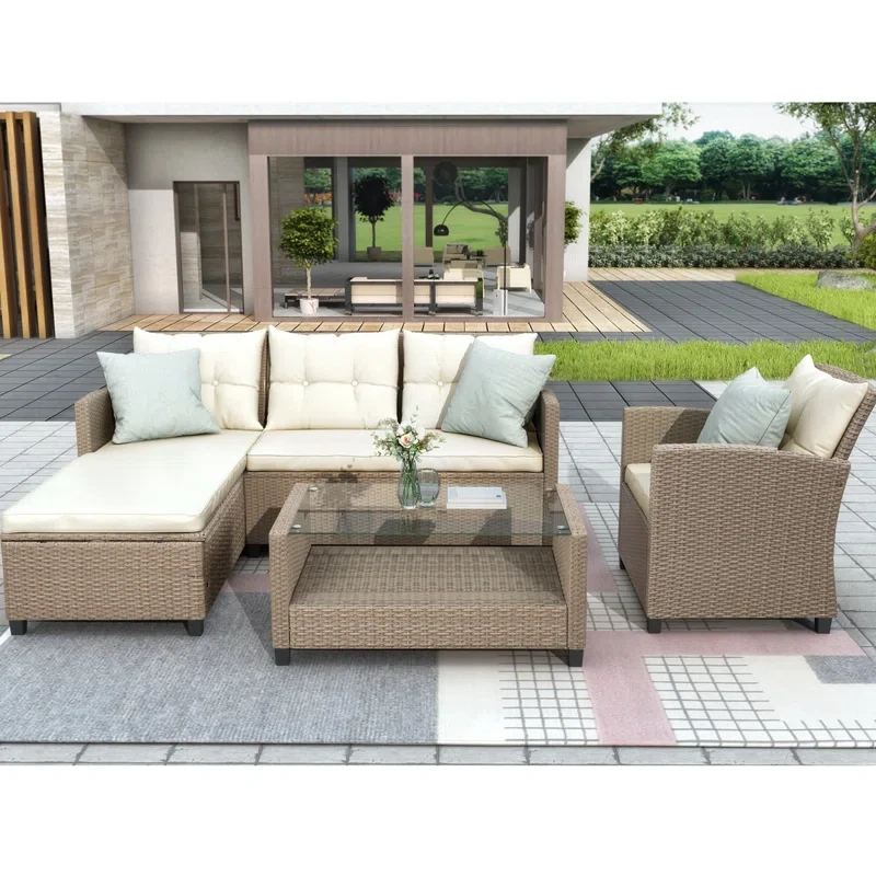 Macartney 4 Piece Sectional Seating Group with Cushions