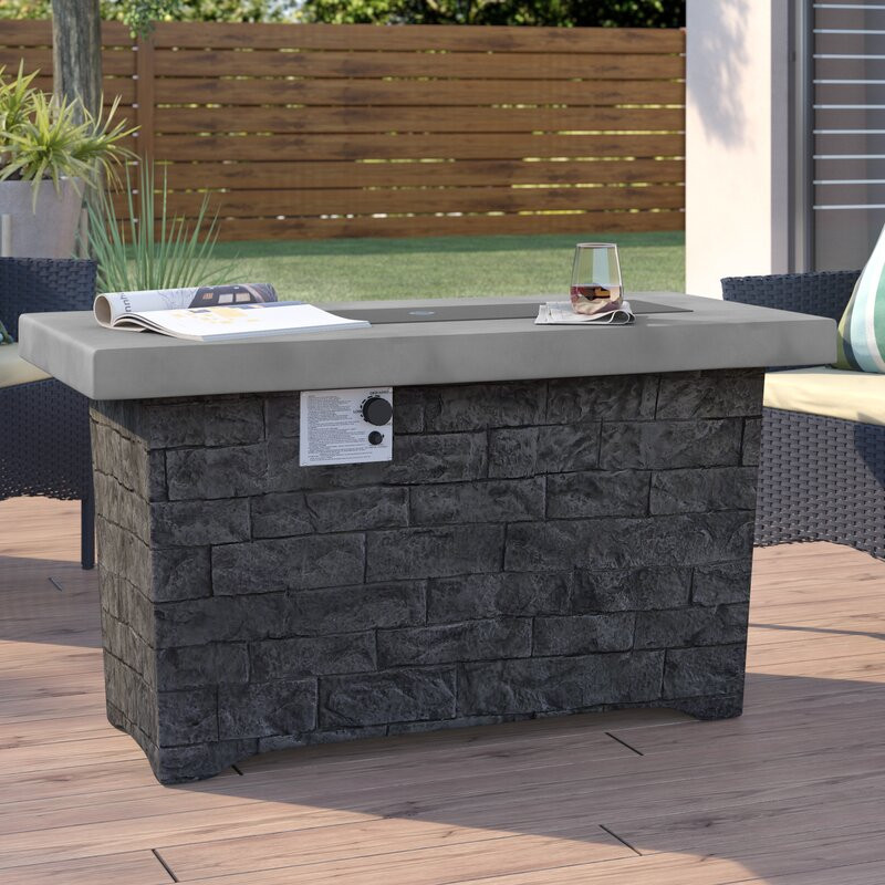 Kaysn 23.6'' H x 42.3'' W Magnesium Oxide Propane Outdoor Fire Pit Table