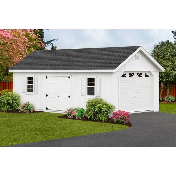 12 ft. W x 26 ft. D Solid Wooden Garage Shed