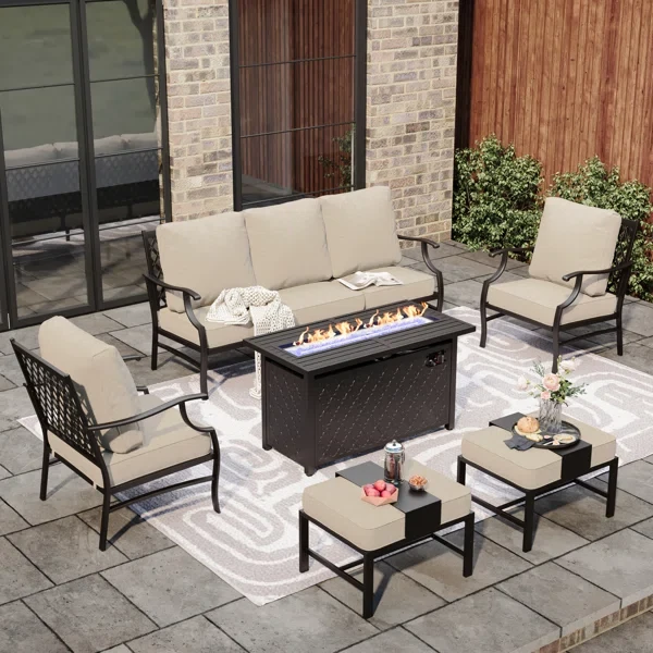 Asfand 7 - Fire Pit Set Seating Group with Cushions