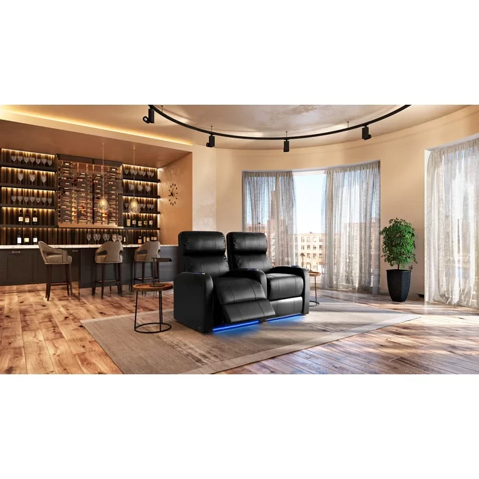 Alizette Leather Home Theater Seating with Cup Holder