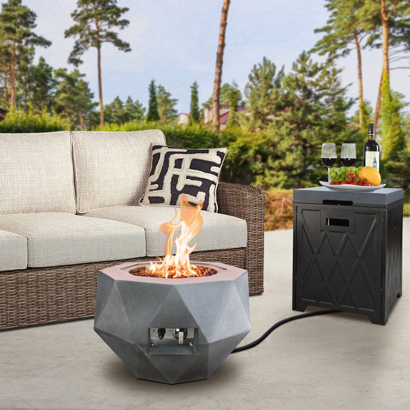 17.1" H x 25.2" W Concrete Propane Outdoor Fire Pit