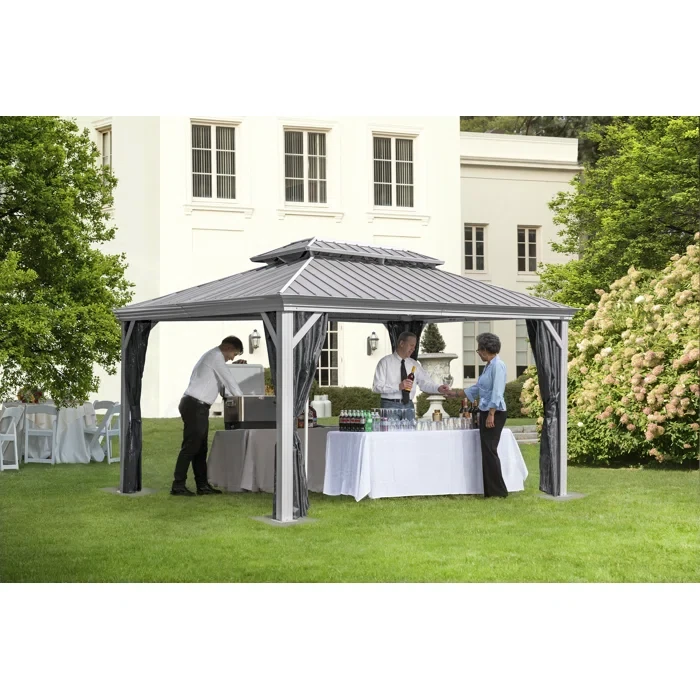 Monaco 142.91 ft x 142.91 ft Champagne Aluminum Patio Gazebo