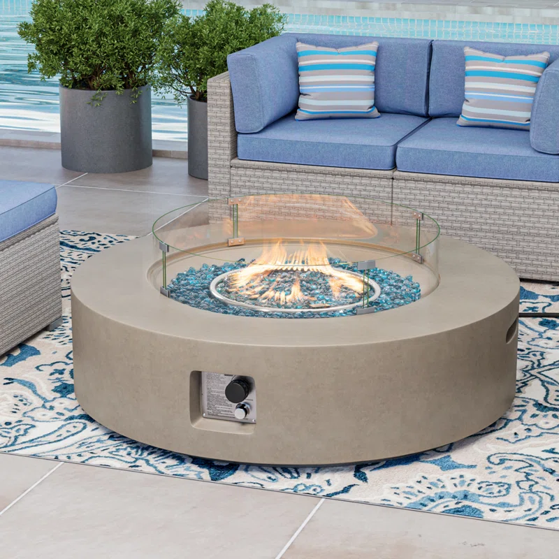 Outdoor Concrete Propane Fire Pit Table