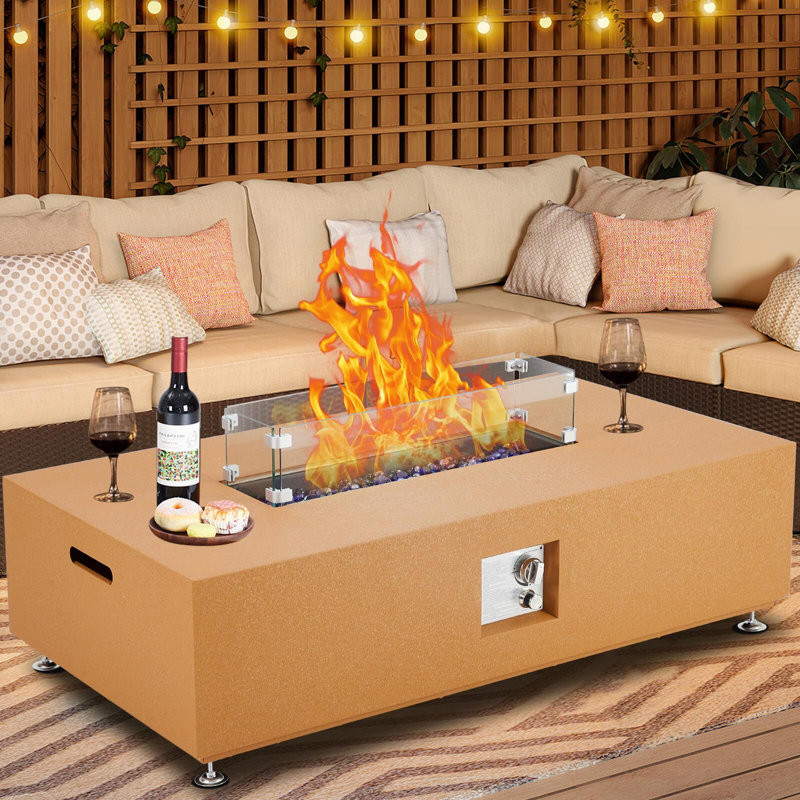 48" Propane Fire Pit Table,50000BTU Fire Table With Wind Guard