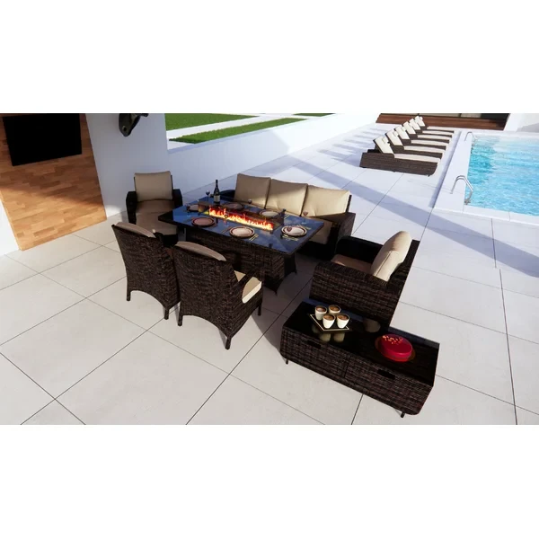 Algird 8 - Person Outdoor Seating Group with Cushions