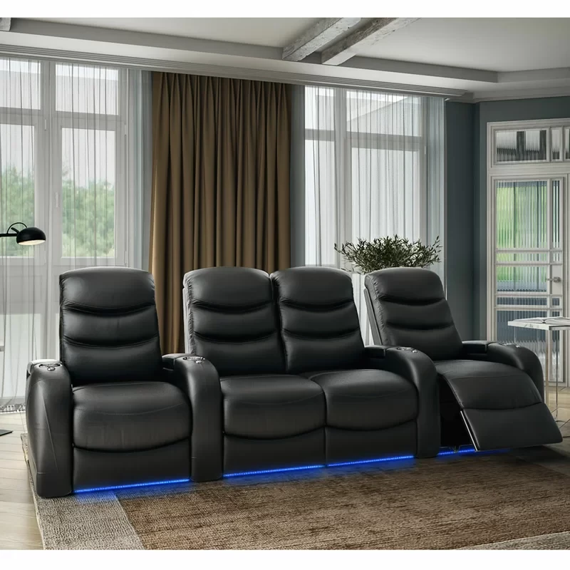 Stealth HR Series Upholstered Power Reclining Home Theater Seating with Cup Holder