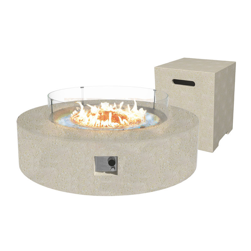 Wilfrid 17.5" H x 40.5" W Concrete Propane Outdoor Fire Pit Table