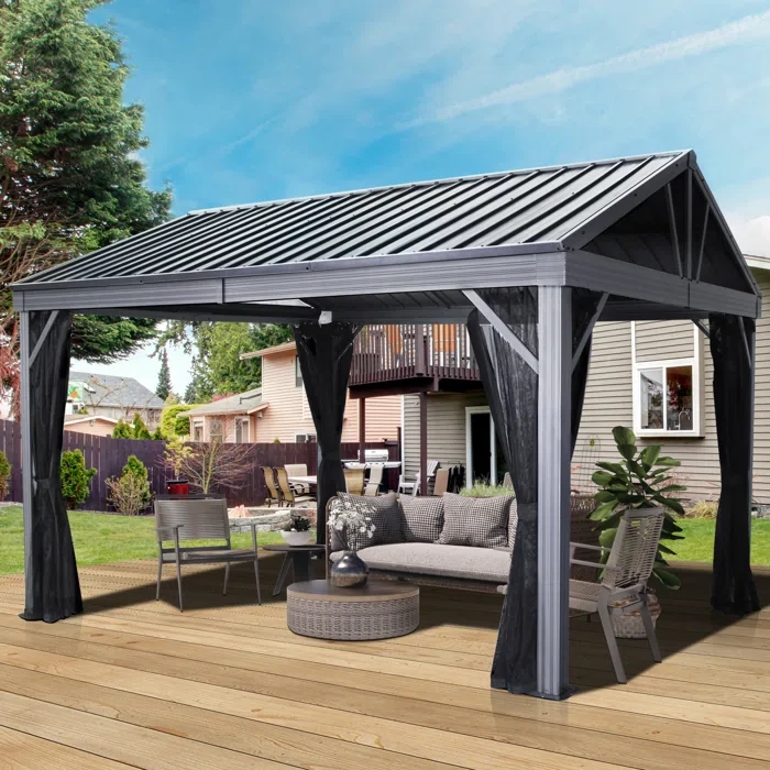 Heavy Duty Galvanized Hardtop 10 Ft. W x 13 Ft. Aluminum Patio Gazebo