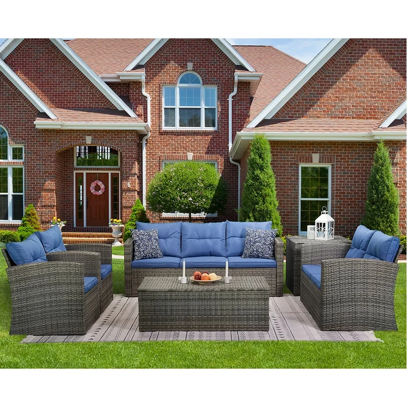 Bentyn 6 Piece Rattan Sofa Seating Group with Cushions