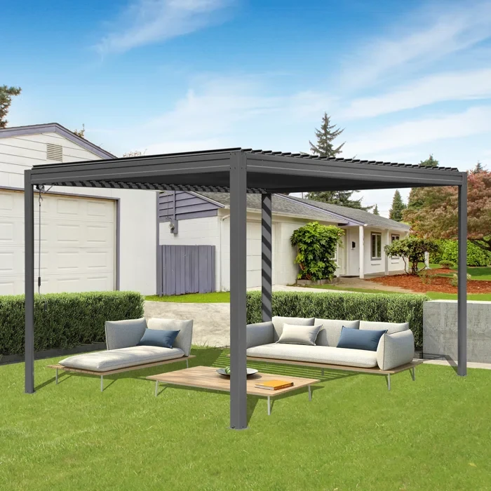 13 Ft. W x 10 Ft. D Aluminum Pergola with Canopy