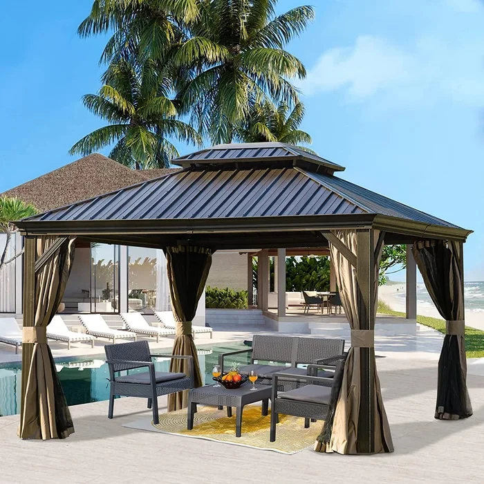 Calaro 12 Ft. W x 10 Ft. D Galvanized Steel Patio Gazebo