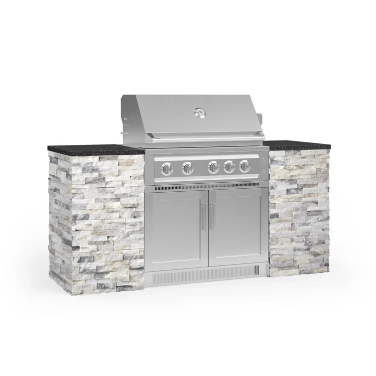 Outdoor Kitchen Signature Series 6 Piece Cabinet Set with 36 in. Natural Gas Platinum Grill