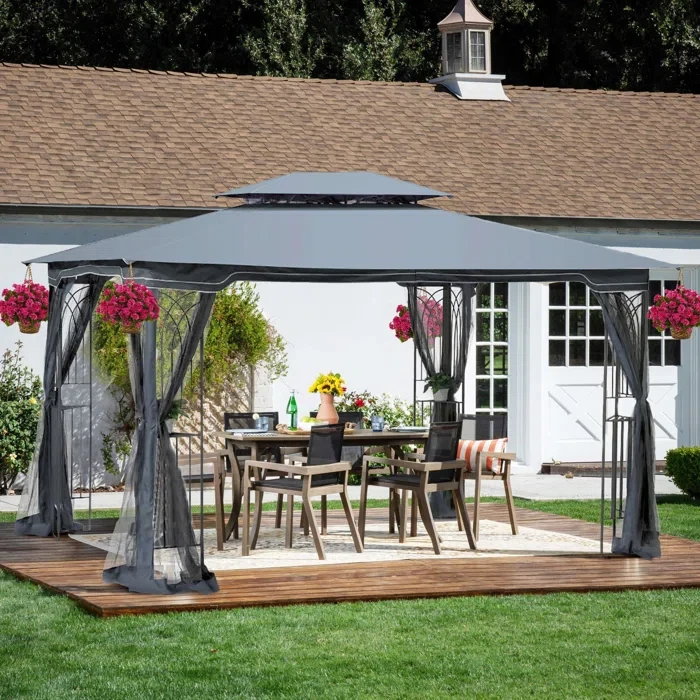 13 Ft. W x 10 Ft. D Metal Patio Gazebo