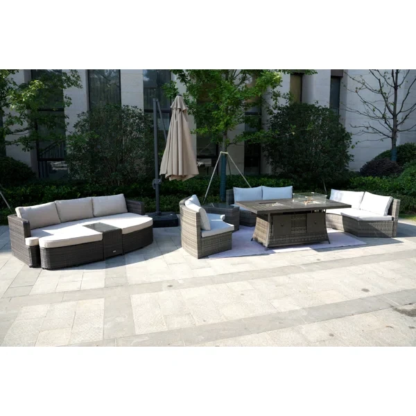 Aliaksey 11 - Person Outdoor Seating Group with Cushions