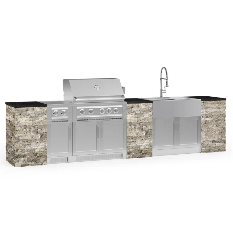 Outdoor Kitchen Signature Series 11 Piece Cabinet Set with 36 in. Propane Gas Platinum Grill