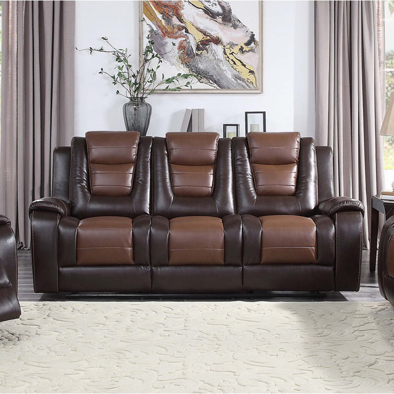 Sofa Dual Reclining With Center Drop-Down Cup Holders