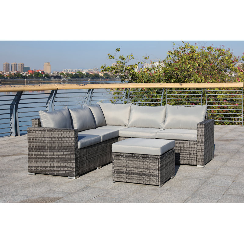 3 Piece Rattan Sectional Seating Group with Cushions
