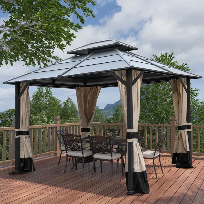 Lucio Metal Patio Gazebo 12 Ft. W x 10 Ft. D