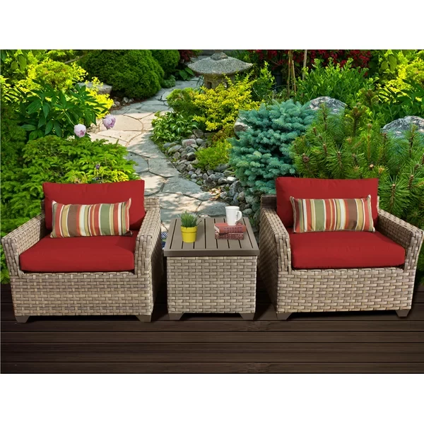 Anupras 3 Piece Outdoor Conversation Set with Club Chairs and Storage Coffee Table