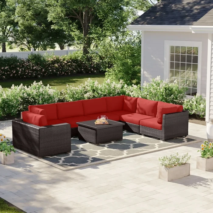 Anishia 6 - Person Outdoor Seating Group with Cushions