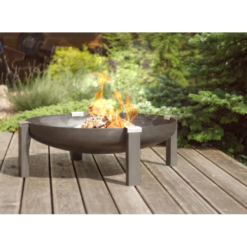 Redwood Rusting Steel Wood Burning Fire Pit 13.8" H x 41" W x 41" D